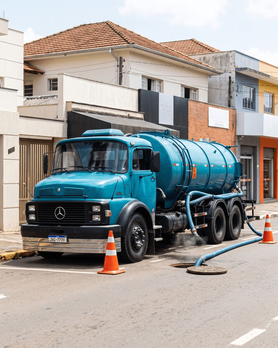 Caminhão de limpa fossa da Koch em atendimento